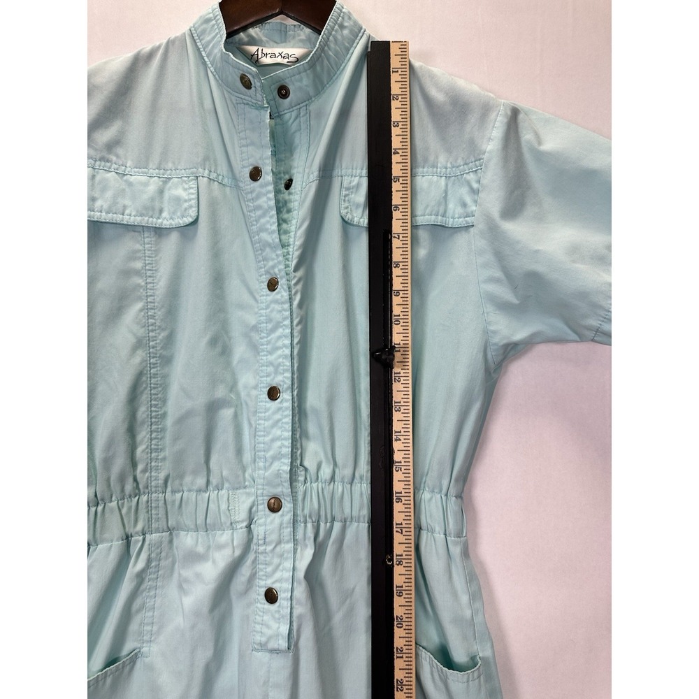 Abraxas Jumpsuit Vintage Womens Size P Mint Cotton Blend Snap Front Retro Snaps - Picture 5 of 7